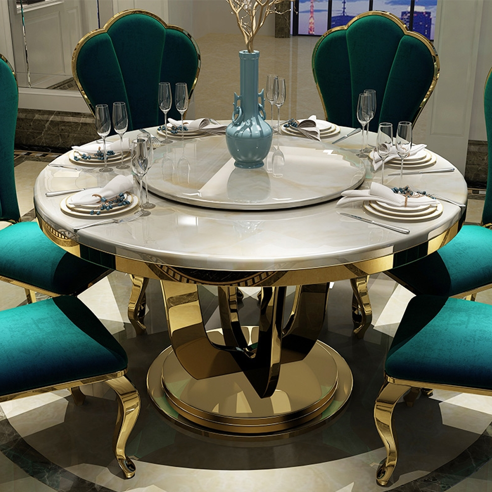 2023 Party Suitable Marble Top Or Glass Top Brass Gold Stainless Steel Dining Table With Chair Dining Room Furniture