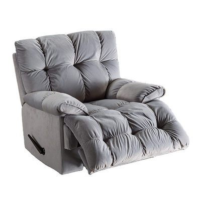 Modern Manual Cream Gray Lazy Swivel Lounge Chair With Ottoman Living Room Sofa Velvet Recliner chair