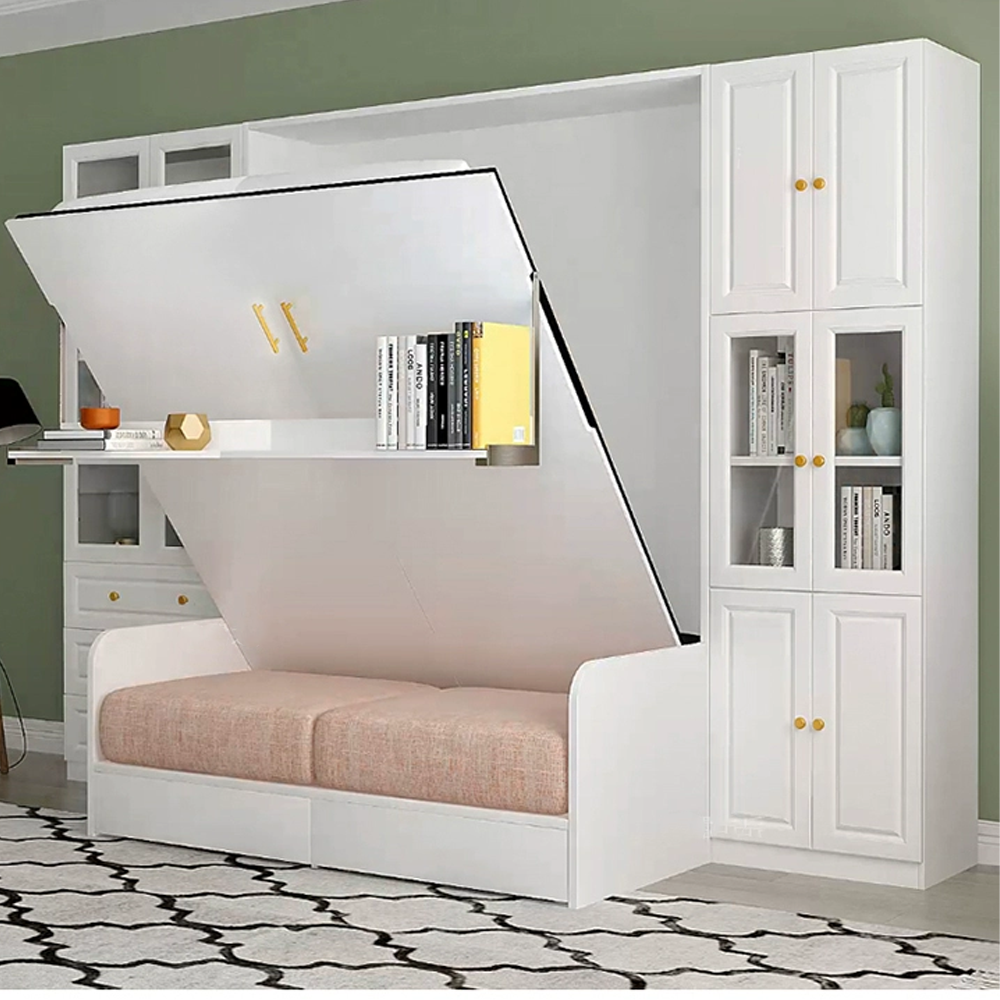 Factory Price Custom Space Saving Home Furniture Simple Wooden Wall Bed Folding Murphy Bed With Sofa