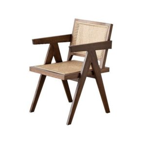 Japan Style accent Vintage Rattan Chair Nordic Solid Wood Modern outdoor Restaurant Dining Chair With Rattan Back For Cafes