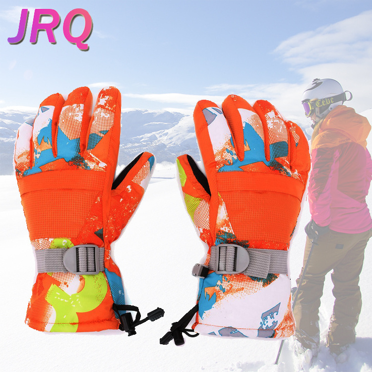 Skiing Gloves / Waterproof Windproof Warmest Winter Snow Snowboard Snowmobile ski Sports Gloves with Zipper Pocket Wrist Leashes