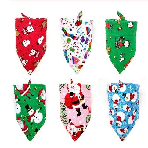 Custom Christmas Design Puppy Dog Cat  Bandana Cotton Washable Dog Bibs Bandana Pet Dog Grooming Accessories