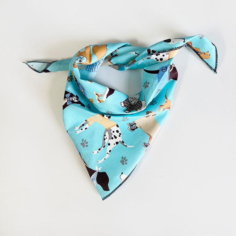 Custom digital printed design  cotton bandana Scarf handkerchief for different body types pet bandana