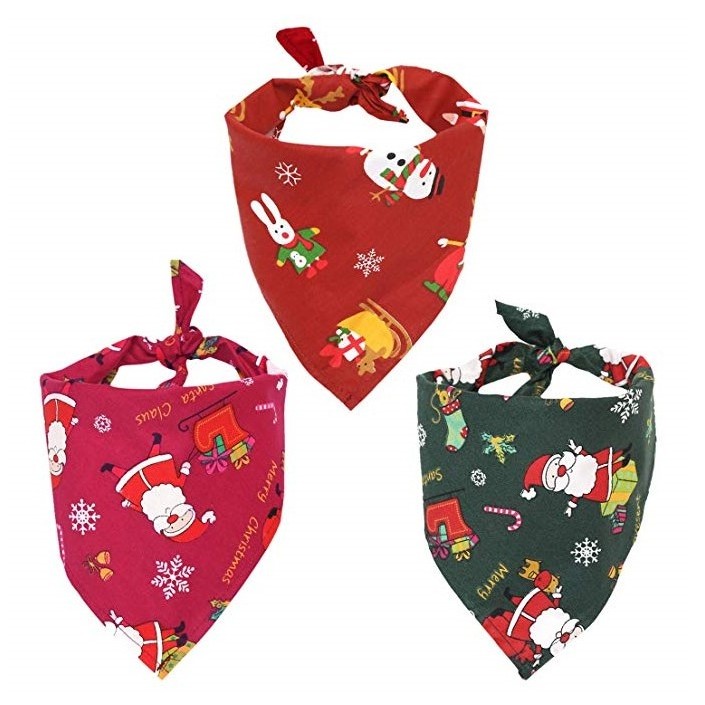 Custom Christmas Design Puppy Dog Cat  Bandana Cotton Washable Dog Bibs Bandana Pet Dog Grooming Accessories