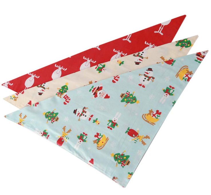 Custom Christmas Design Puppy Dog Cat  Bandana Cotton Washable Dog Bibs Bandana Pet Dog Grooming Accessories