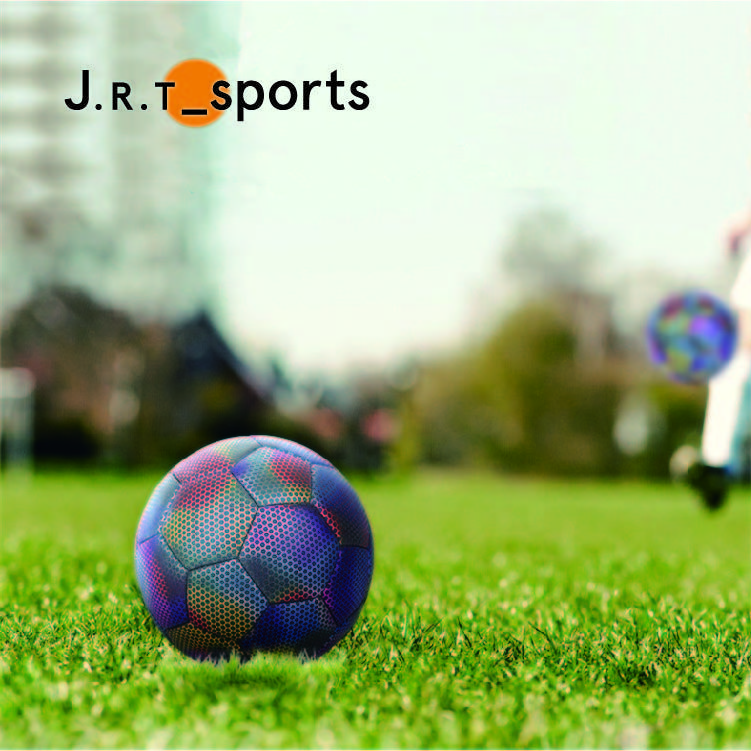 JRT Sport Glowing in the dark Reflective Official light up holographic leather Soccer Ball