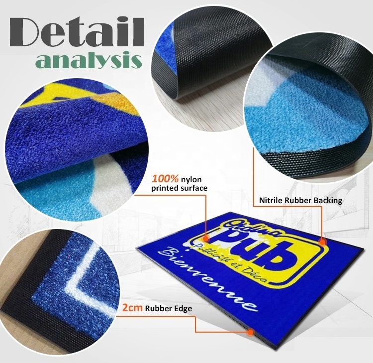 Custom design Logo Doormats Rubber Outdoor Mats Nylon Printed Personal Design Rug Logo Salon Floor Mat