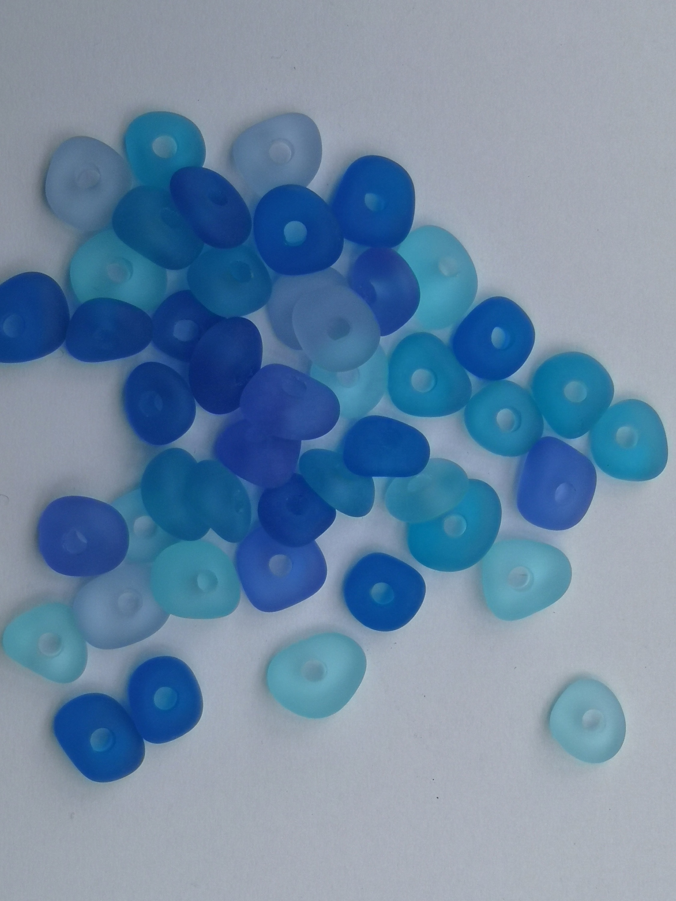 20 pcs tiny size top drilled beach sea glass lot bulk wholesale blue cobalt light-blue purple-blue jewelry making