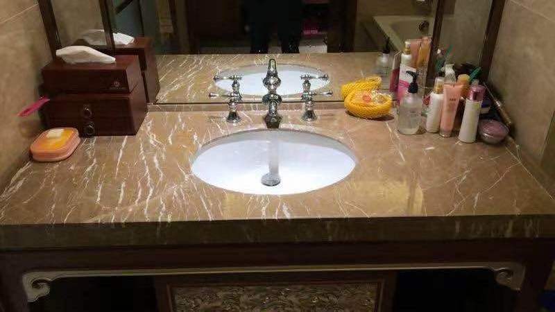 JM Stone Best Quality Polished brown natural Marble with white veins for floor stairs bathroom countertop