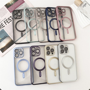 Matte plated stainless steel titanium color frame luxury design magnetic phone case for iphone 15 14 13 12 11 pro max plus