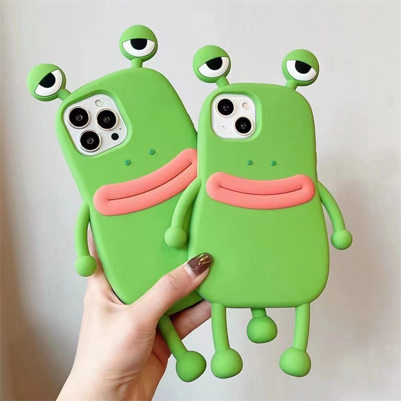 cute 3d cartoon frog silicone phone case for iphone 12 13 14 15,for iphone 14 pro max phone case cover for girl