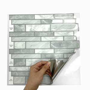 Removable Marble Look stick on tile Backsplash Kitchen and Bathroom Waterproof Peel n Stick Tiles For Wall Decor