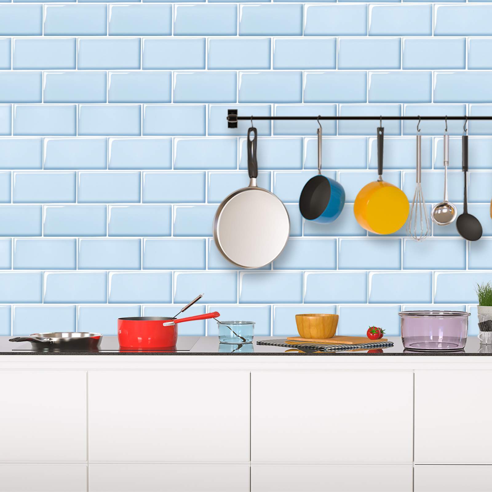 Colorful Subway Shape Tile Stickers Backsplash Adhesive Tiles PVC Peel and Stick Tile Backsplash