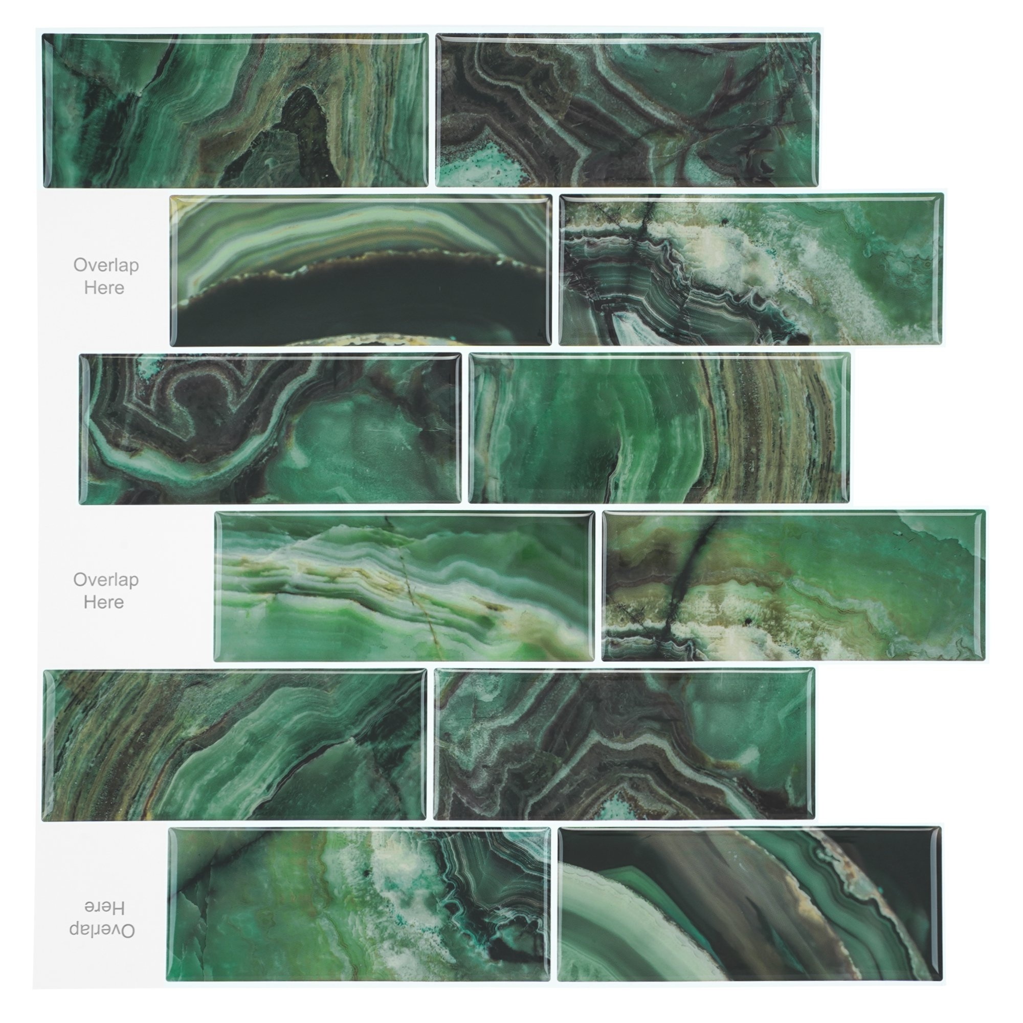 Metro Fiona Dark Green 12 in. x 12 in. Vinyl Peel and Stick Tile Kitchen Backsplash 3d Wallpaper