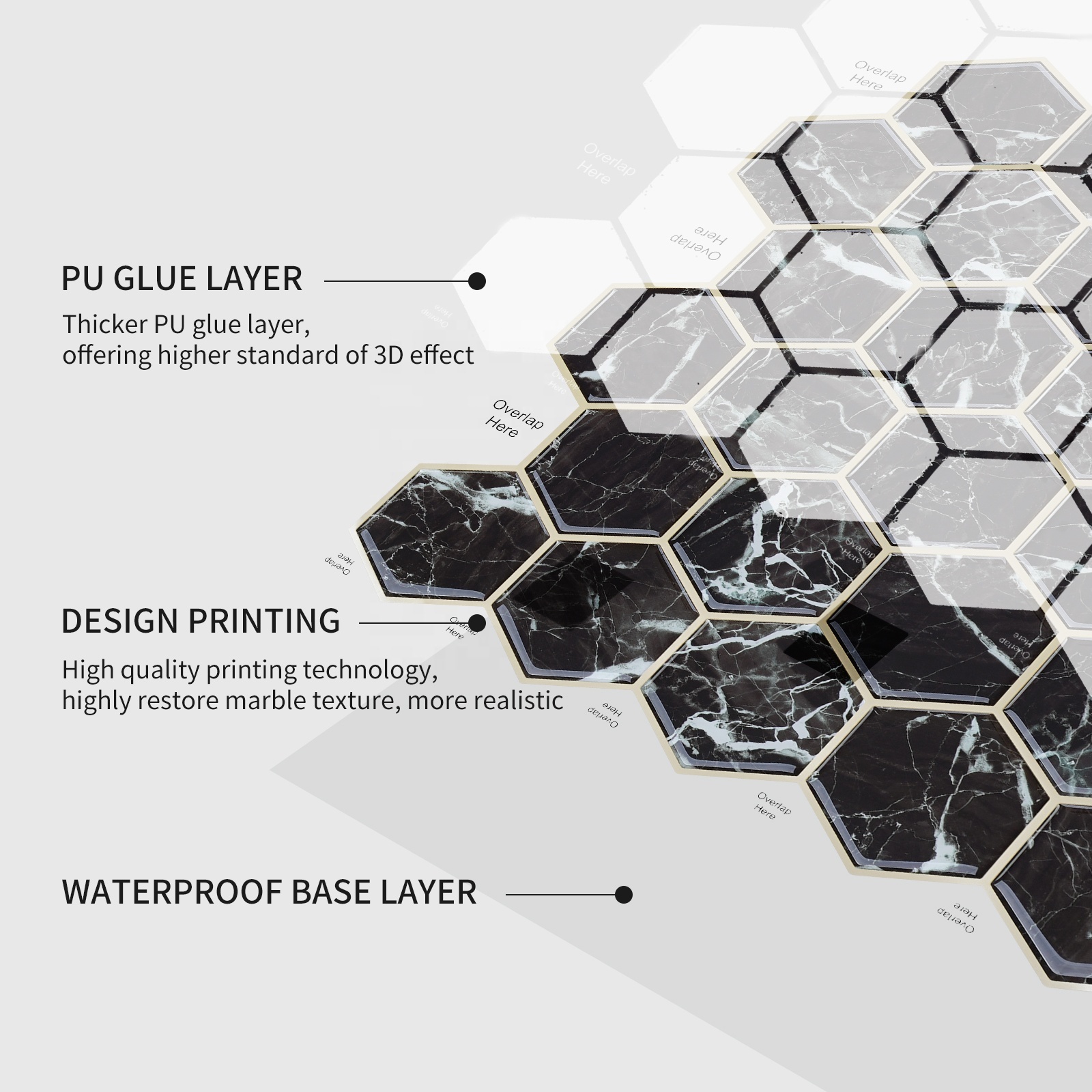 peel and stick backsplash hexagon self adhesive mosaic sticker pvc vinyl 3d wallpaper decor tiles for living room