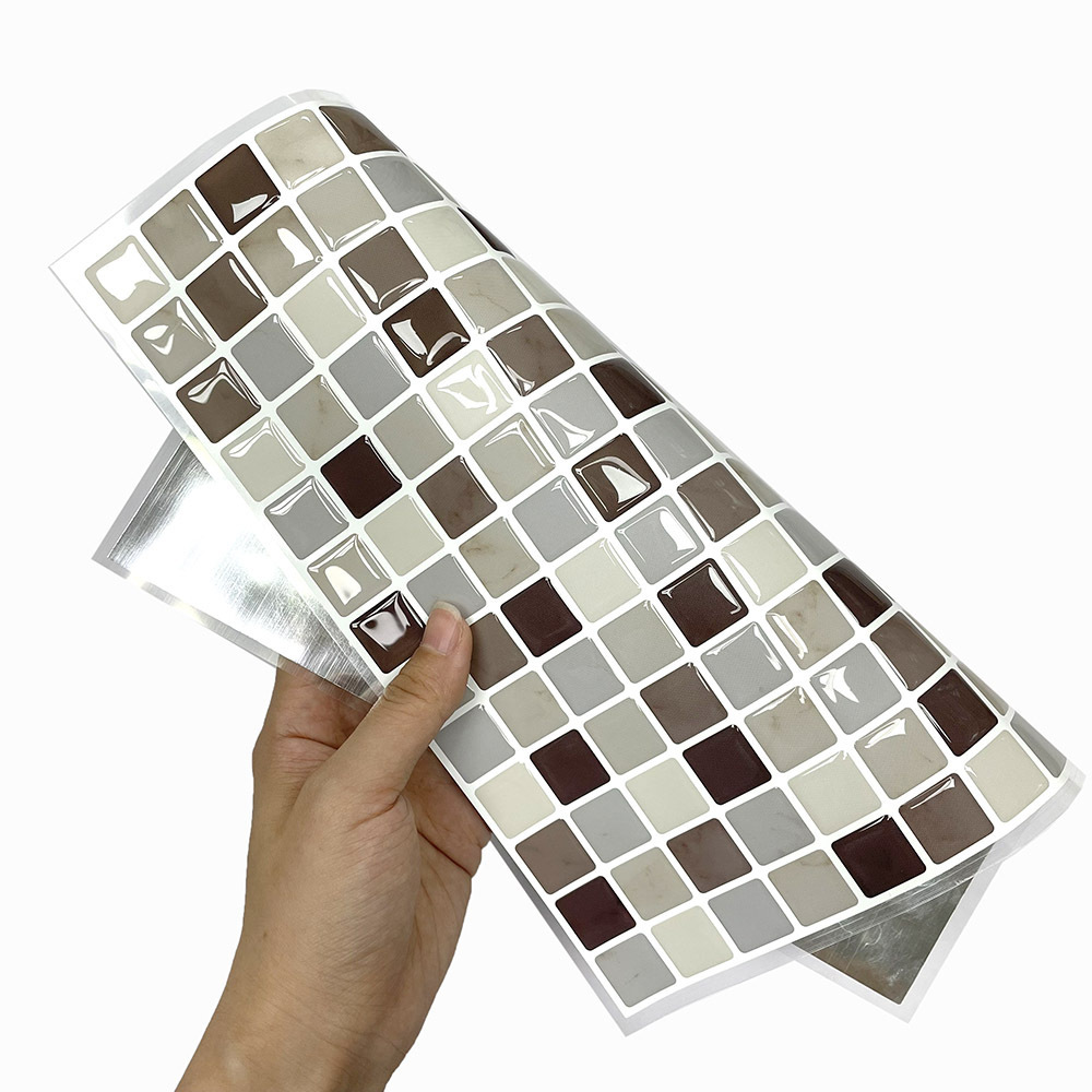 Brown Mosaic Self Adhesive Wall Tiles for Bathroom Shower Kitchen Art 3d Peel and Stick Backsplash Wall Tile