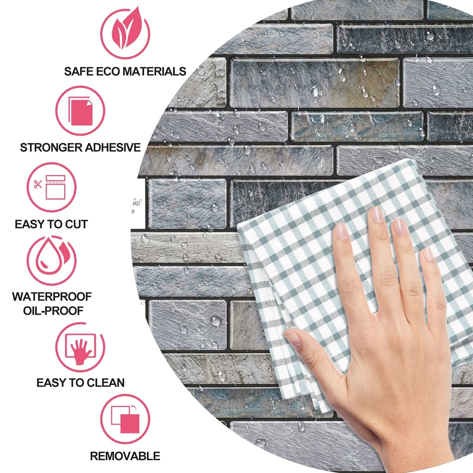 Wallpaperswall Coating 3D Brick Wall Panels Peel and Stick Adhesive Wallpaper for Living Room Bedroom Kitchen Decoration