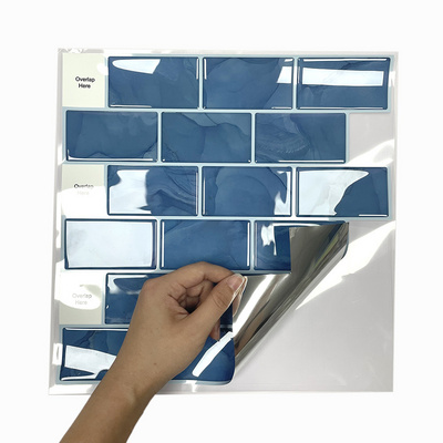 12inches Blue Subway Peel and Stick Backsplash Removable Self Adhesive wall Kitchen Backsplash Peel and Stick Tiles for Wall