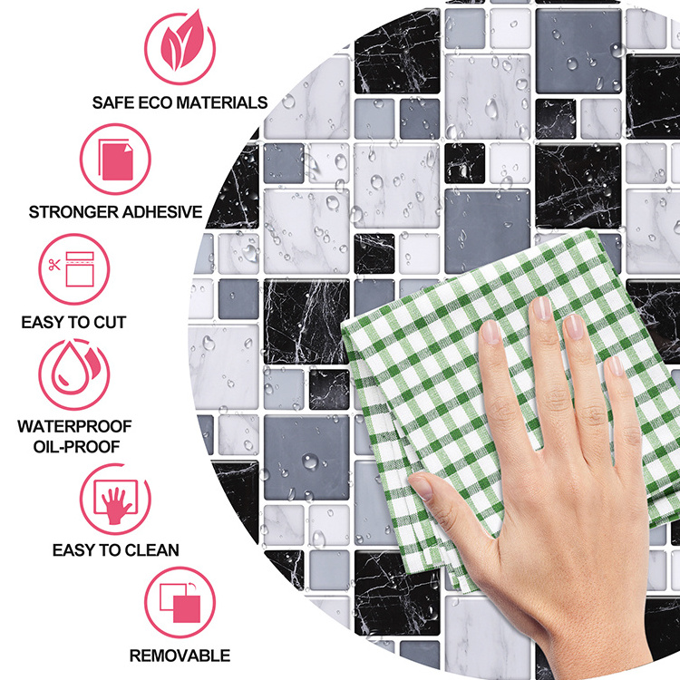 10in x 10in kitchen backsplash mosaic DIY 3D stick tiles prime quality peel and stick tiles