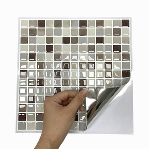 Brown Mosaic Self Adhesive Wall Tiles for Bathroom Shower Kitchen Art 3d Peel and Stick Backsplash Wall Tile