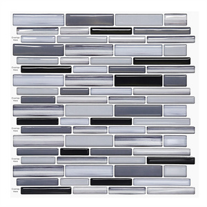 12*12inch grey self-adhesive mosaic tiles wall sticker Light 3D  Backsplash  Peel and Stick Wallpaper Smart Tile