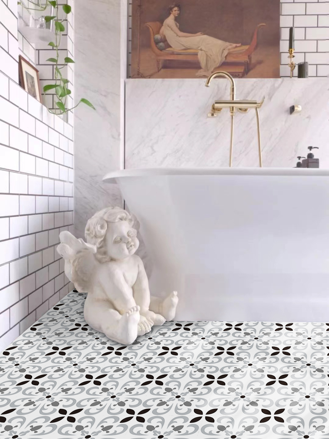 Luxury Nice 3D Peel and Stick Tiles for Floor Bathroom 20*20cm Peel and Stick Floor Tile