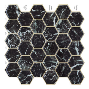 peel and stick backsplash hexagon self adhesive mosaic sticker pvc vinyl 3d wallpaper decor tiles for living room