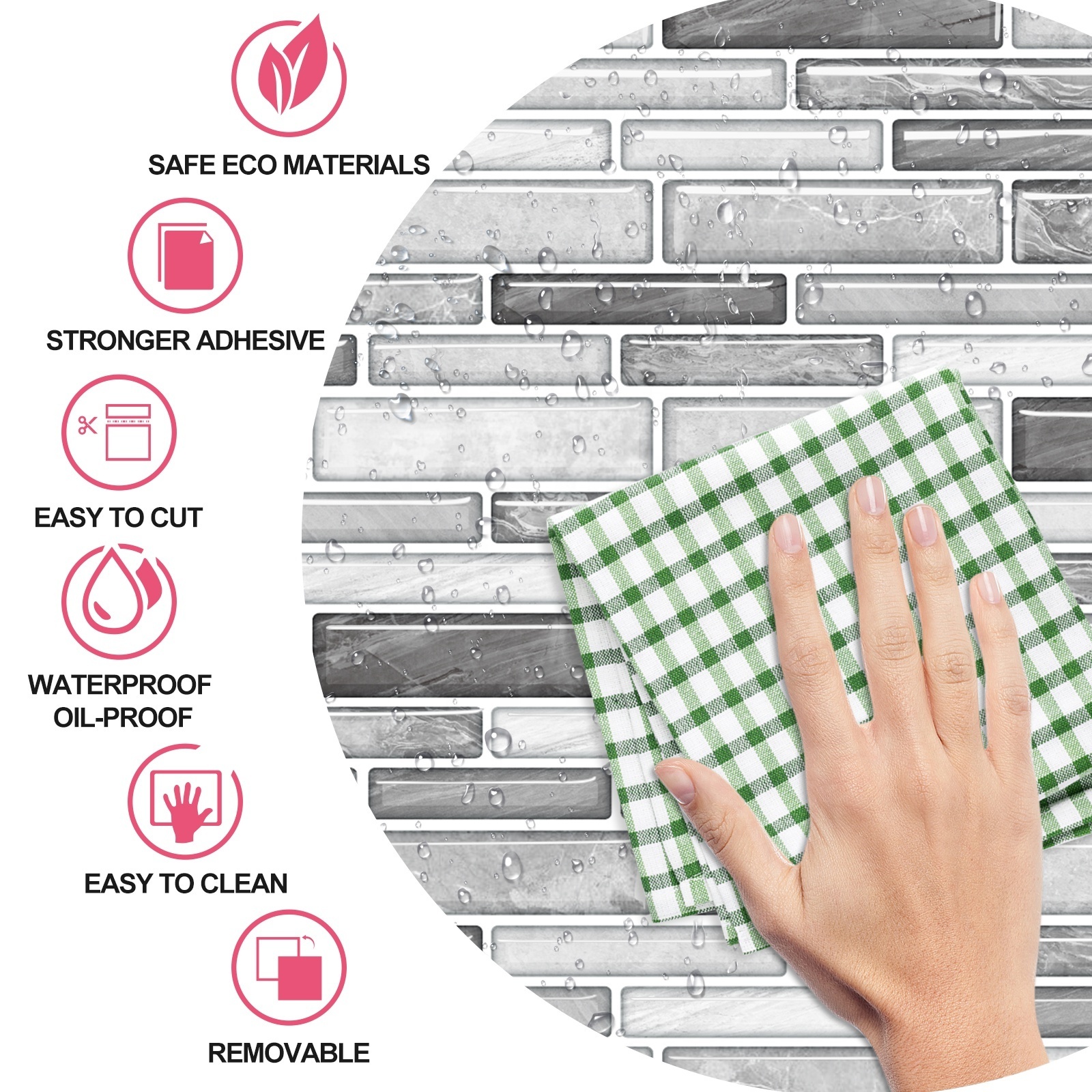 Colorful brick pattern sticker waterproof kitchen wall sticker strong adhesive 3d peel and stick tiles home wallpaper