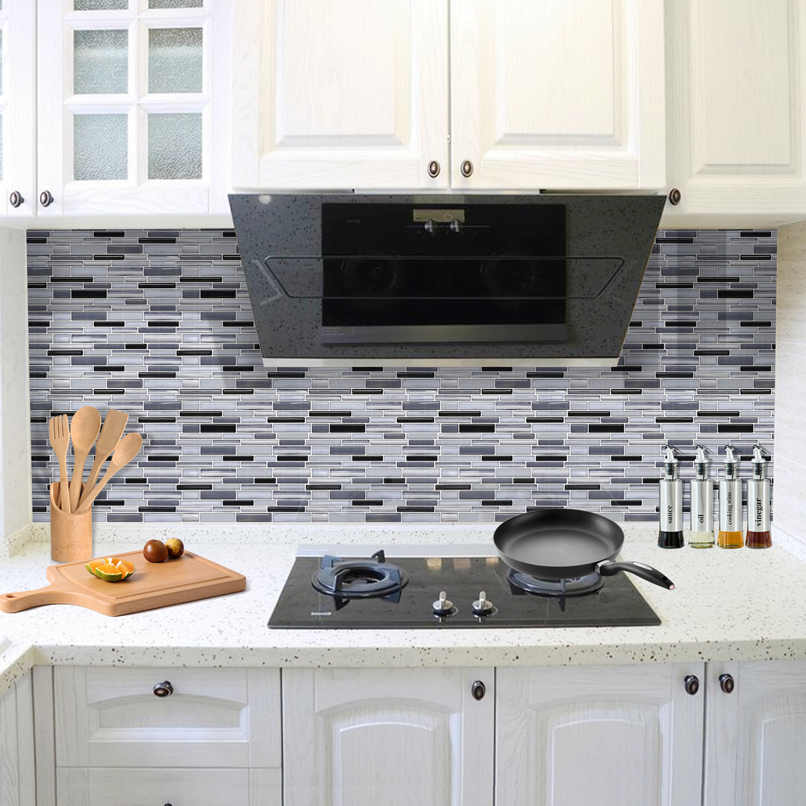 Factory price self-adhesive peel and impress sticky marble mosaic strip tile backsplash