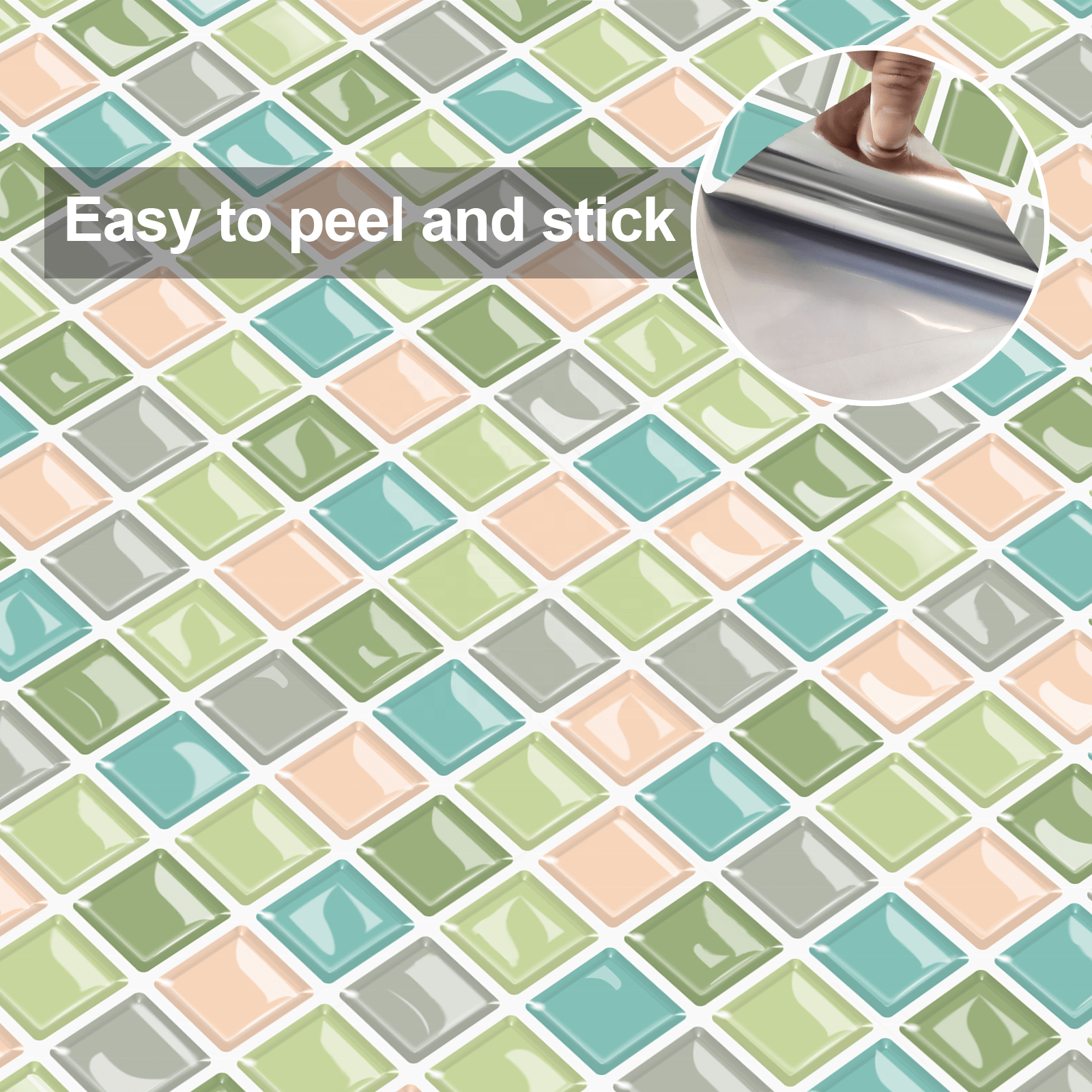 Vinyl sticker self adhesive wallpaper 3d peel and stick mosaic wall tiles for kitchen and bathroom backsplash