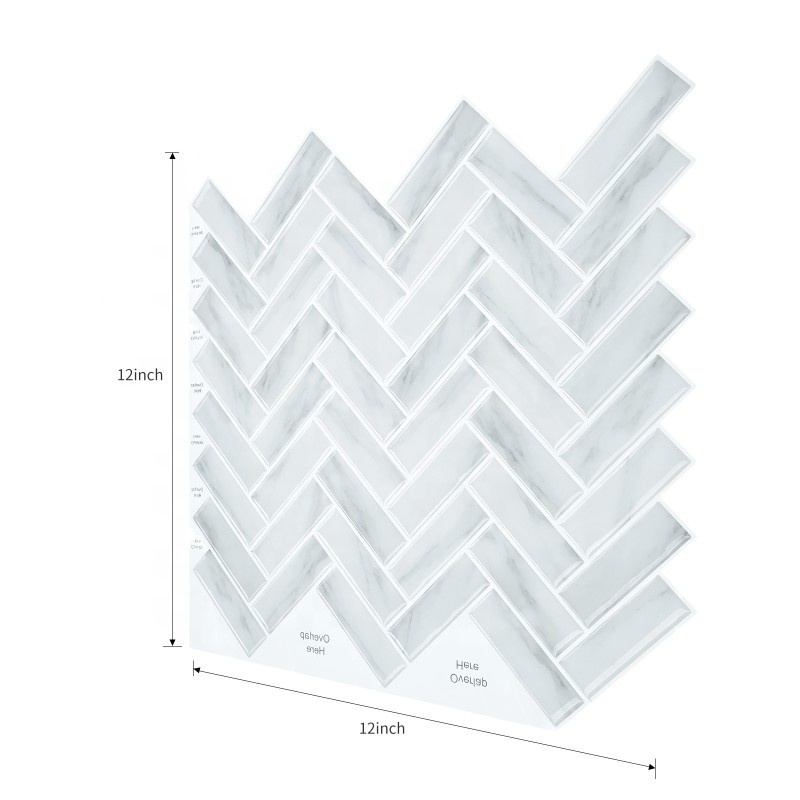 Waterproof Herringbone Peel And Stick Backsplash Tile 3d Wall paper For Bathroom Kitchen Office Bedroom