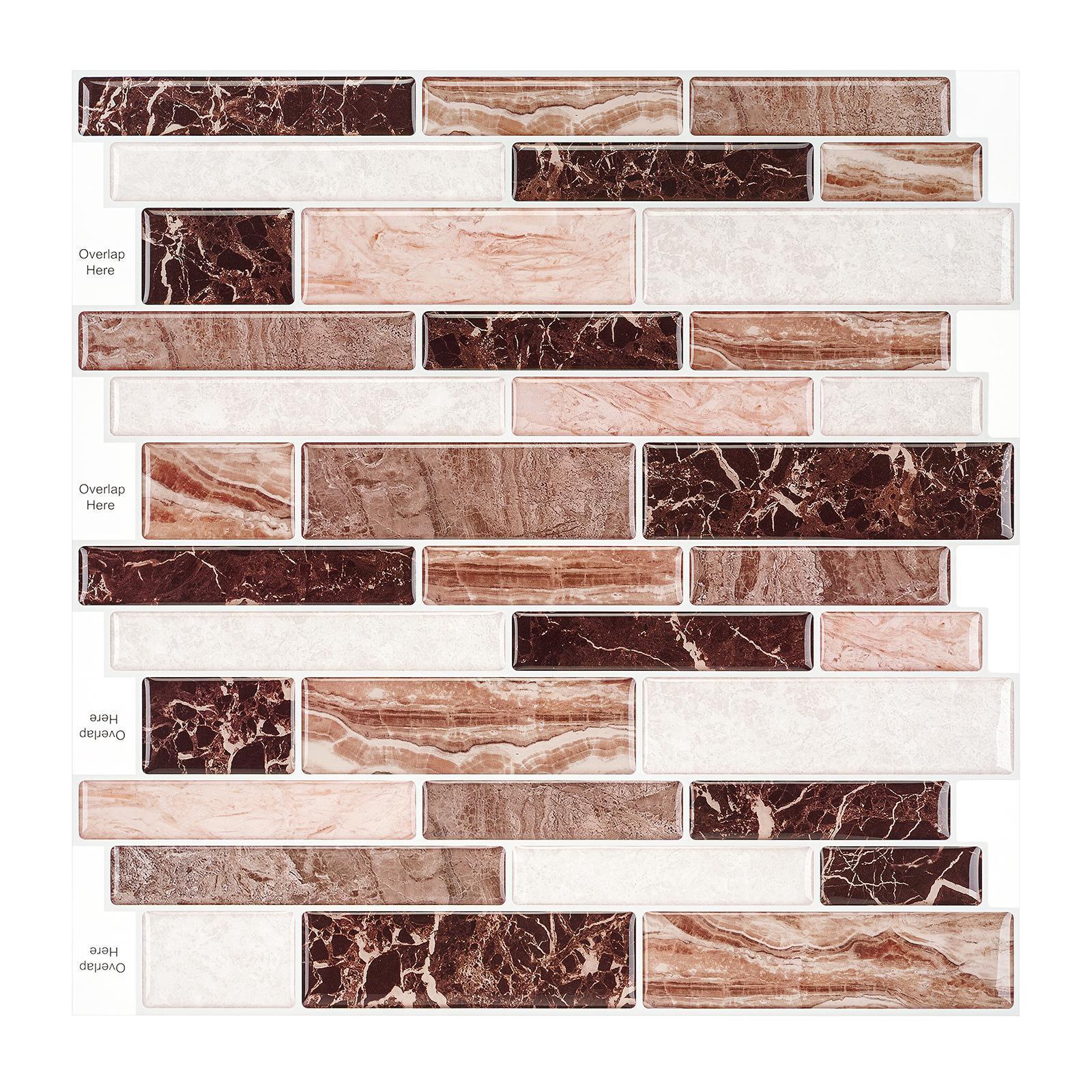 Marble Vinyl Sticker Self Adhesive Wallpaper 3D Peel and Stick Square Wall Tiles for Kitchen and Bathroom Backsplash