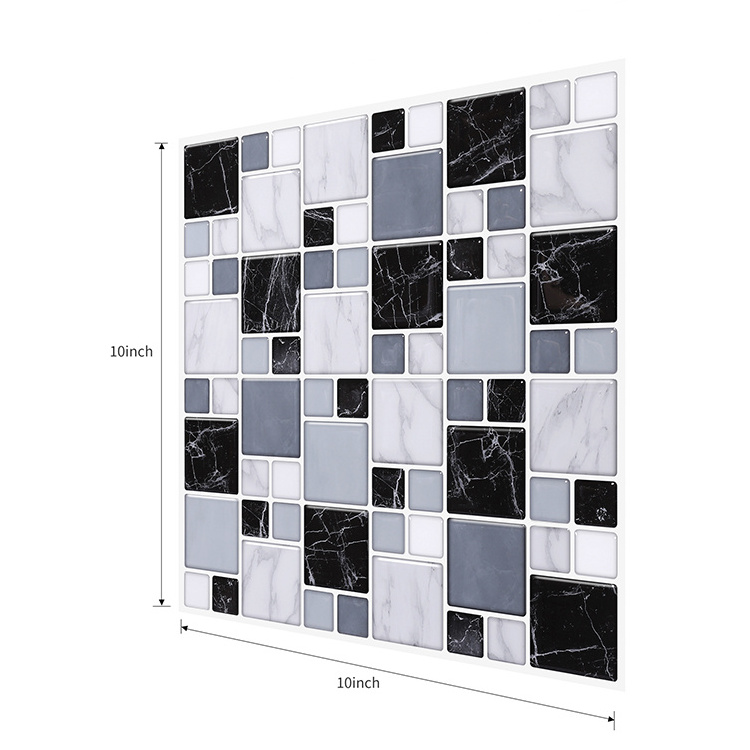 10in x 10in kitchen backsplash mosaic DIY 3D stick tiles prime quality peel and stick tiles