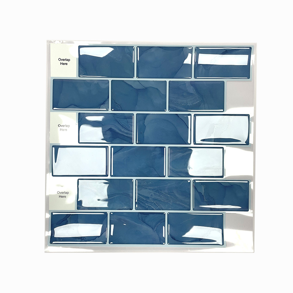 12inches Blue Subway Peel and Stick Backsplash Removable Self Adhesive wall Kitchen Backsplash Peel and Stick Tiles for Wall