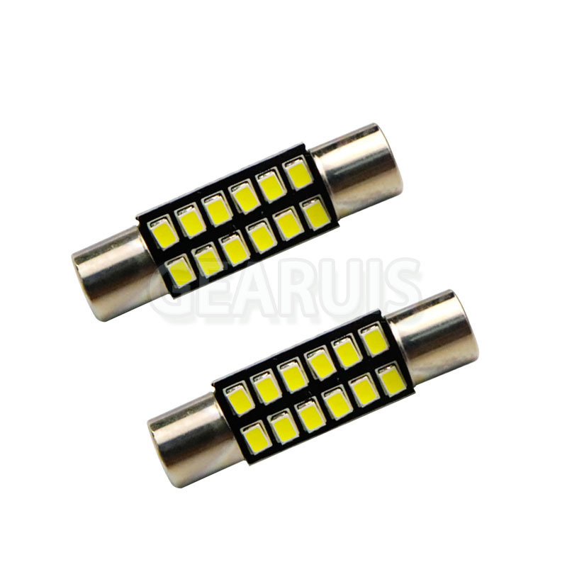 AC 12V T6 Festoon Dome T6.3 28mm 31mm 12 SMD 2016 LED Light Bulb Car Vanity Mirror Lights Sun Visor Fuse Light White 12V