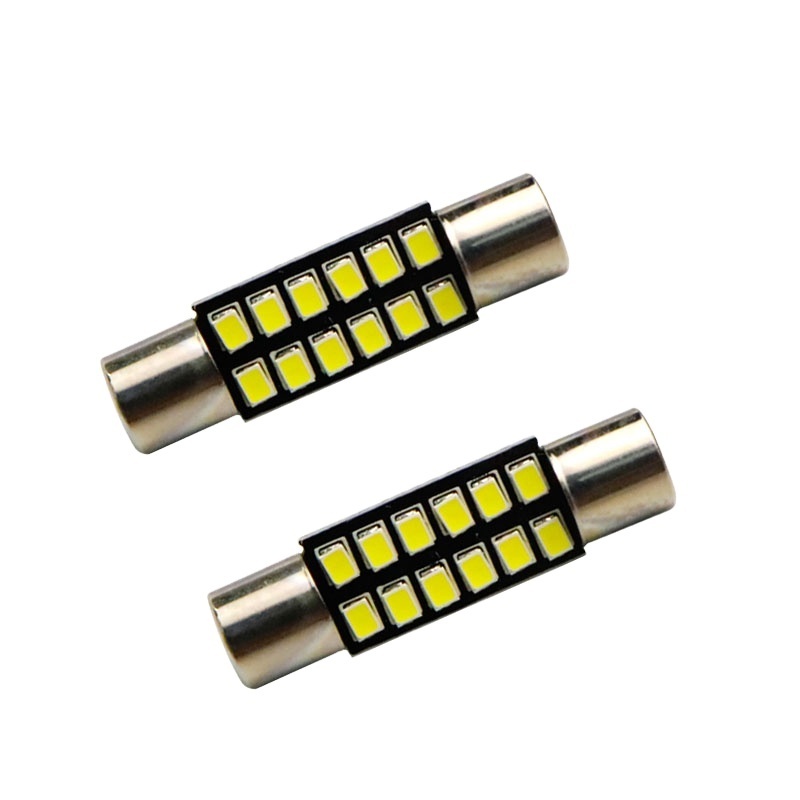 AC 12V T6 Festoon Dome T6.3 28mm 31mm 12 SMD 2016 LED Light Bulb Car Vanity Mirror Lights Sun Visor Fuse Light White 12V