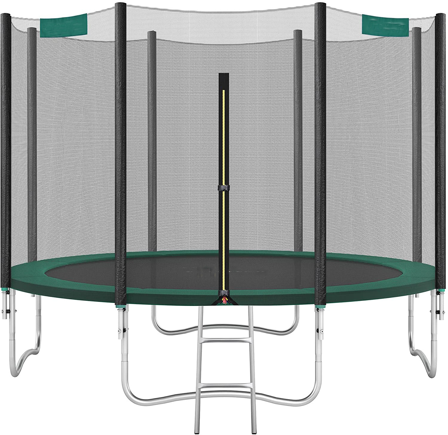 Trampoline, Round Garden Trampoline with Safety Net, with Ladder and Padded Poles, Safety Cover, TUV Rheinland Tested, Safe