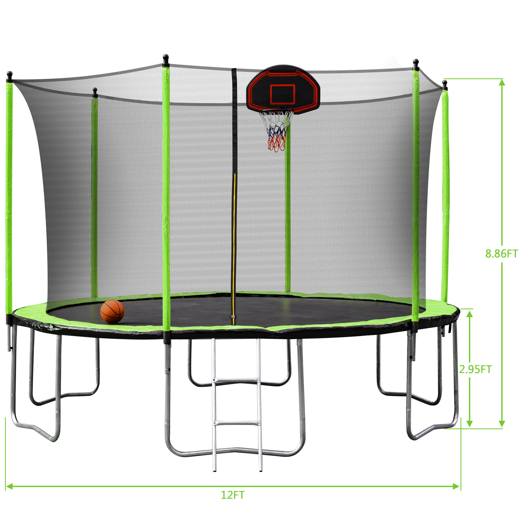 US local delivery wholesale 366cm trampoline with spring padding and safety net