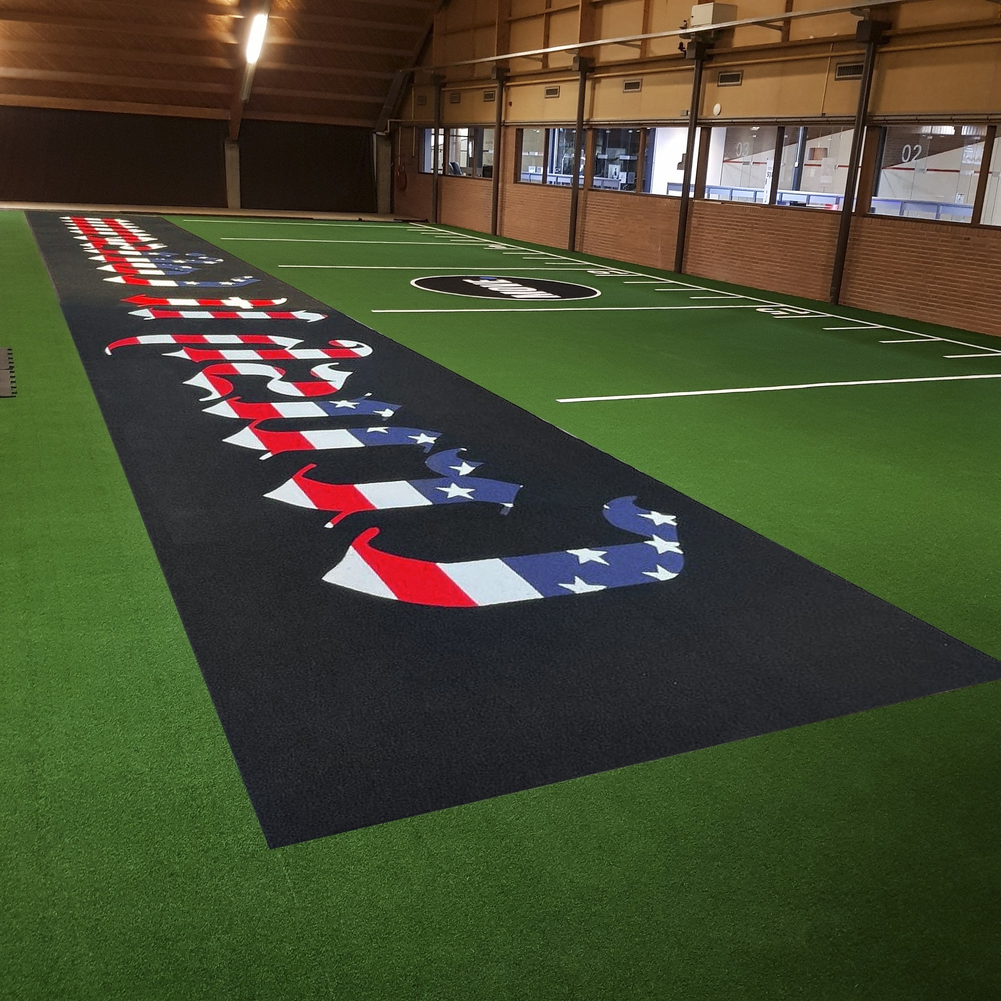 JS Customized Logo Indoor Golf Training Mat Marked Gym Sport Flooring Turf Black Artificial Grass for gym