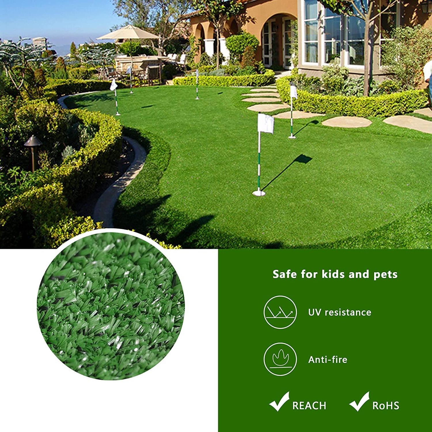 JS 10mm 90cm*150cm Grass Carpet Economic Pet Grow Artificial Landscaping Green Artificial Grass