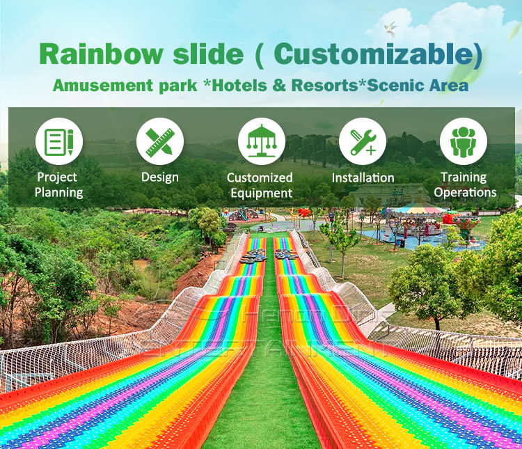 Park Rides Amusement Outdoor Playground Kids Adult Rainbow Slide Giant Plastic Slide