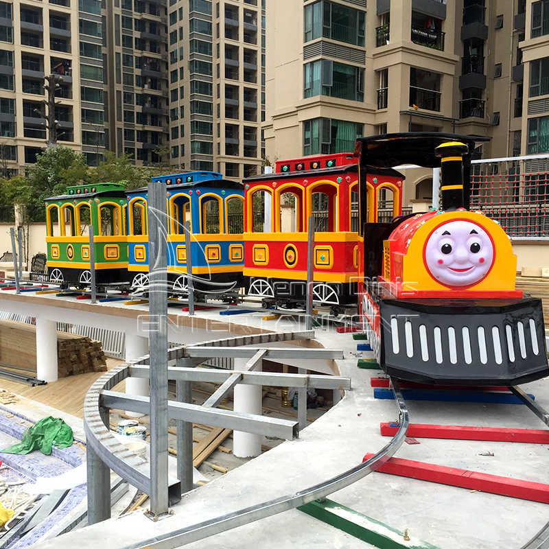 Amusement theme park children ride on little steam train and track for sale