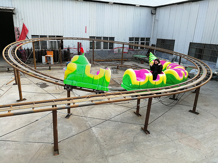 Professional factory mini wacky worm roller coaster for sale indoor kids roller coaster wheels