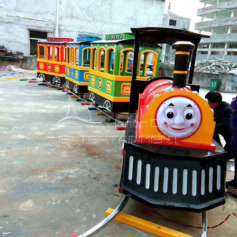 Amusement theme park children ride on little steam train and track for sale