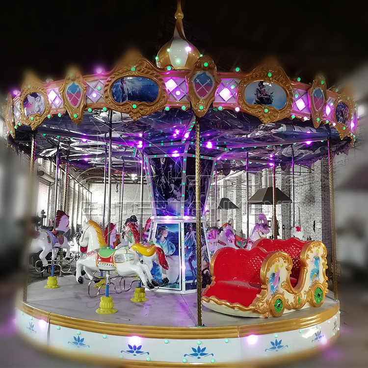 Electric Fiberglass Commercial Carousel Horses Merry Go Round For Sale