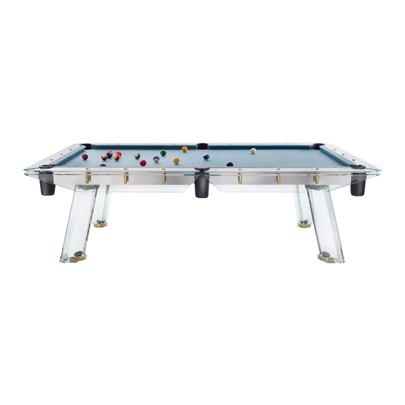 2023 Modern luxury High Quality factory price glod stainless steel  billiards pool table 7ft 8ft 9ft glass pool table