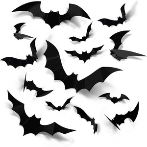 Bats Wall Decor 4 Size 60 Pcs Halloween Decoration PVC 3D Bats Wall Decor Indoor Black Scary Bats