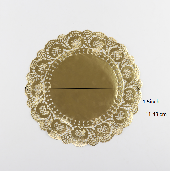 Desktop decoration 3.5 inch Gold Paper doilies / round Lace Doilies/ lace cake mat