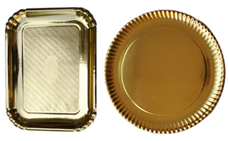 Gold disposable paper food dish