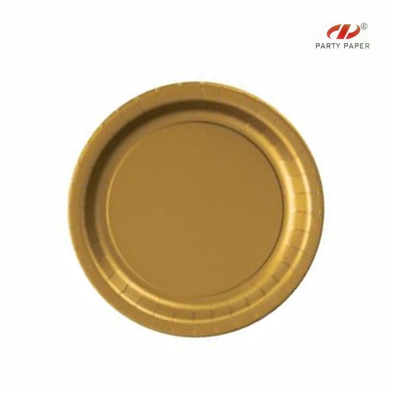 Gold disposable paper food dish